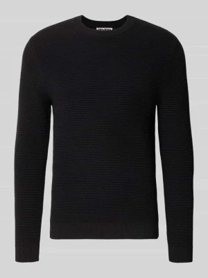 Sweter dzianinowy z czystej bawełny o kroju regular fit REVIEW Czarny