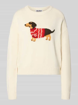 Sweter dzianinowy z czystej bawełny REVIEW Złamany biały