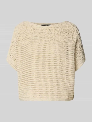 Sweter dzianinowy z dekoltem w łódkę i rękawem 1/2 Oui