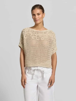Sweter dzianinowy z dekoltem w łódkę i rękawem 1/2 Oui