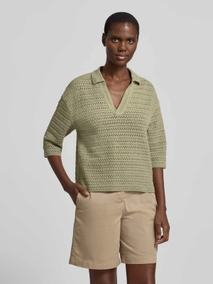 Sweter dzianinowy z dekoltem w serek i rękawem 3 / 4 model 'Garakino' Opus Jasnozielony