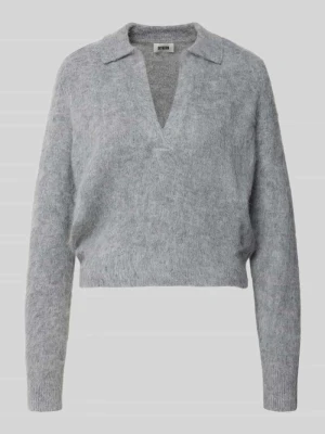 Sweter dzianinowy z dekoltem w serek Model 'DYLARA' Drykorn Średnioszary