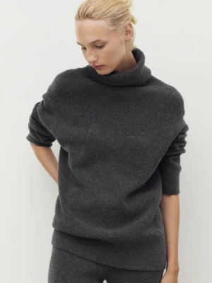 Sweter dzianinowy z golfem antracytowy - Kobieta - - MANGO