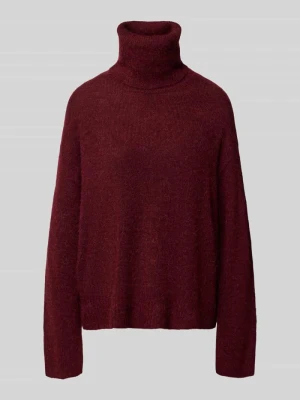 Sweter dzianinowy z golfem model 'KAMARA' Ichi Bordowy