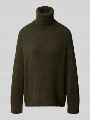 Sweter dzianinowy z golfem model 'KAMARA' Ichi Khaki