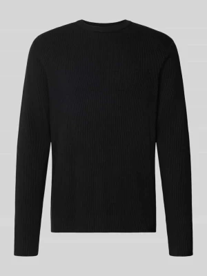 Sweter dzianinowy z mieszanki bawełny, krój slim fit lindbergh Czarny