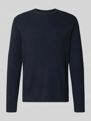 Sweter dzianinowy z mieszanki bawełny, krój slim fit lindbergh Granatowy