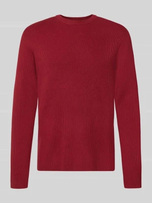 Sweter dzianinowy z mieszanki bawełny, krój slim fit lindbergh Wiśniowy