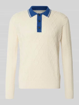 Sweter dzianinowy z mieszanki lnu z kołnierzykiem polo Gant