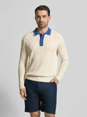 Sweter dzianinowy z mieszanki lnu z kołnierzykiem polo Gant