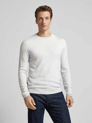 Sweter dzianinowy z mieszanki wełny i wiskozy z domieszką kaszmiru MCNEAL Kamienny melanż