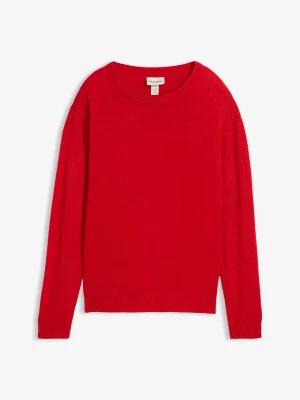 Sweter dzianinowy z okrągłym dekoltem BonPrix czerwony