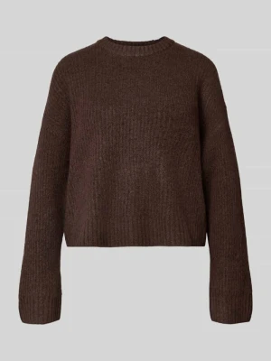 Sweter dzianinowy z okrągłym dekoltem model 'SIGGA DIVERSE' JJXX Średniobrązowy melanż
