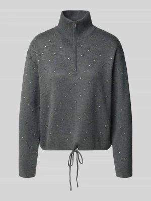 Sweter dzianinowy z ozdobnymi kamieniami model 'PRISTO' Suncoo Średnioszary