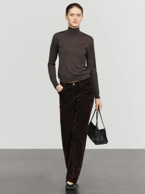 Sweter Dzianinowy Ze 100% Wełny Z Golfem Perkins - Czekoladowy - Massimo Dutti - Female