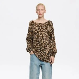 Sweter fantazyjna dzianina Leopard naturalny BIMBA Y LOLA