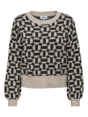 ONLY Sweter "Geo Life" w kolorze szaro-kremowym rozmiar: XL