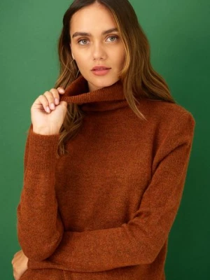 Sweter golf damski - brązowy Greenpoint