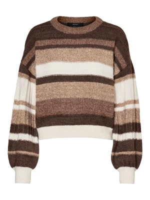 Vero Moda Sweter "Gracelyn" w kolorze beżowo-brązowym ze wzorem rozmiar: XL