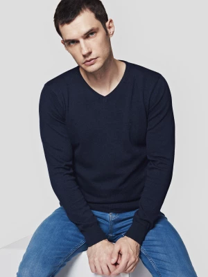 Sweter Granatowy z Bawełną w Serek Anthony Lancerto