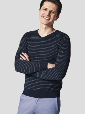 Sweter Granatowy Bawełniany w Paski Shaun Lancerto