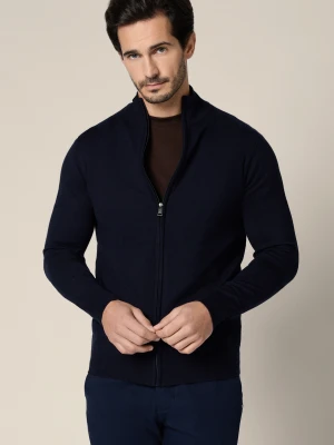 Sweter Granatowy Rozpinany z Wiskozą Riki Lancerto