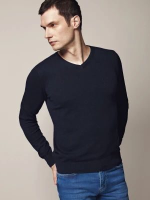 Sweter Granatowy z Bawełną w Serek Anthony Lancerto