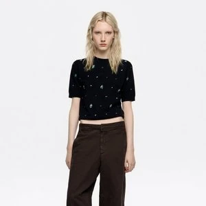 Sweter kamyczki krótki rękaw czarny BIMBA Y LOLA