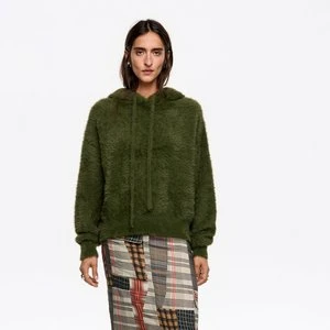 Sweter kaptur sztuczne futerko zielony BIMBA Y LOLA