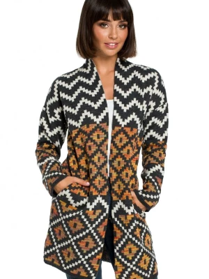 Sweter kardigan bez zapięcia w kolorowy aztecki wzór Polskie swetry