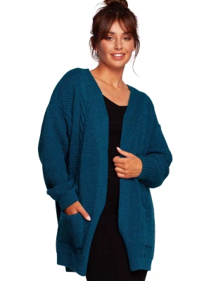 Sweter kardigan bez zapięcia z ozdobnym splotem i kieszeniami BE Knit