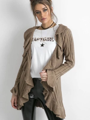 Sweter kardigan brązowy casual materiał prążkowany Yups