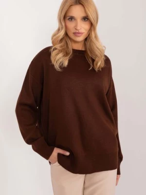 Sweter klasyczny o kroju oversize ciemnobrązowy BADU