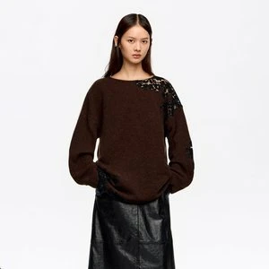 Sweter koronki ciemnobrązowy BIMBA Y LOLA