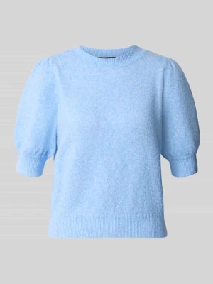sweter krój regular fit z bufiastymi rękawami Vero Moda Jasnoniebieski melanż