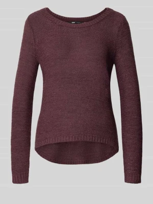 sweter krój regular fit z dekoltem w łódkę model 'GEENA' Only Śliwkowy