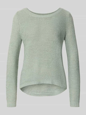 sweter krój regular fit z dekoltem w łódkę model 'GEENA' Only Trzcinowy