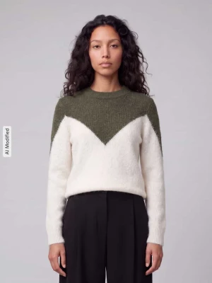 sweter krój regular fit z dodatkiem wełny model 'PLAZA' Vero Moda Ciemnozielony