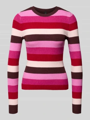 sweter krój regular fit z mieszanka wiskozy model 'IBI' Only Bordowy