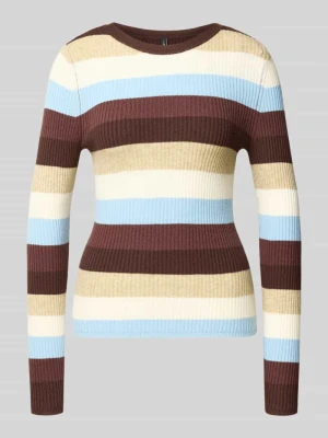 sweter krój regular fit z mieszanka wiskozy model 'IBI' Only Czekoladowy