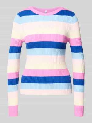 sweter krój regular fit z mieszanka wiskozy model 'IBI' Only Różowy