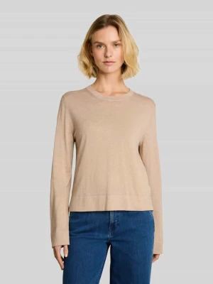 sweter krój regular fit z mieszanki bawełny z dodatkiem jedwabiu Tom Tailor Beżowy