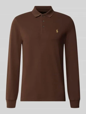 sweter krój slim fit z mieszanka bawełny Polo Ralph Lauren Średniobrązowy