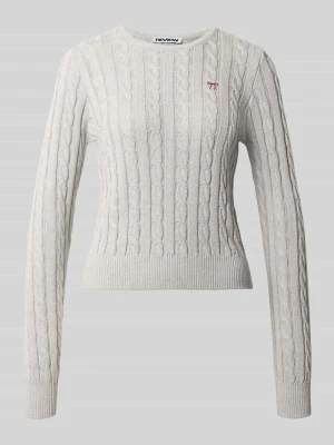 sweter krój slim fit z mieszanka bawełny REVIEW Średnioszary melanż