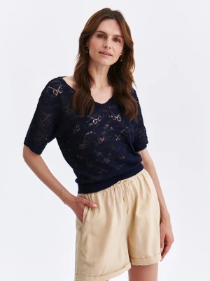 Sweter krótki rękaw czarny - SWS0172CA sweter krótki rękaw - TOP SECRET - Odzieżowy sklep internetowy TOP SECRET