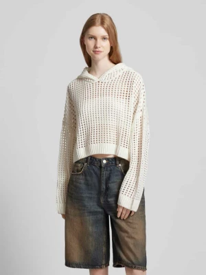 Sweter krótki z dzianiny z ażurowym wzorem REVIEW