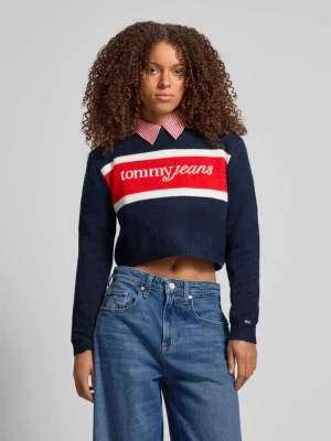 Sweter krótki z dzianiny z dodatkiem wełny model ‘SCRIPT’ Tommy Jeans