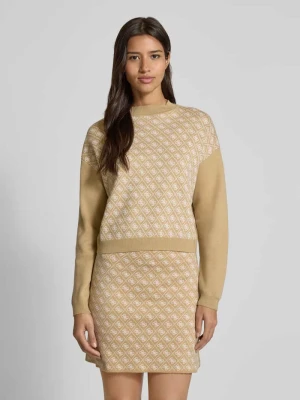Sweter krótki z dzianiny z okrągłym dekoltem Guess