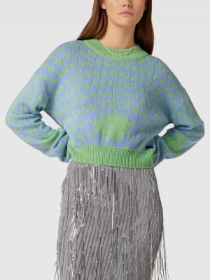 Sweter krótki z dzianiny z okrągłym dekoltem model ‘COSMOS’ Noisy May