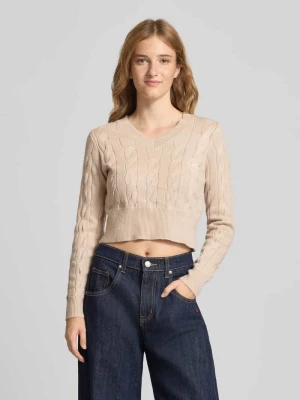 Sweter krótki z dzianiny ze ściegiem warkoczowym ANOTHER COTTON LAB